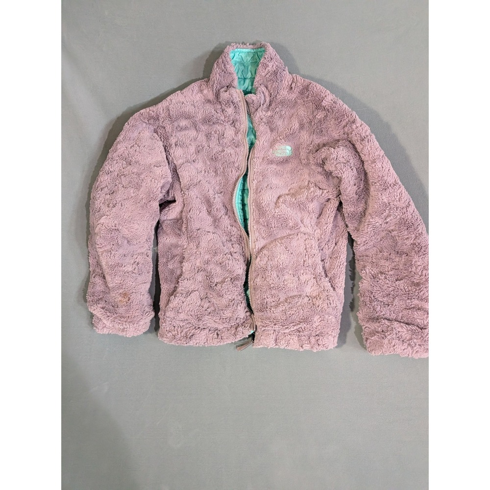 The North Face Girls Reversible Mossbud Swirl Jacket Grey Teal Size L 14/16
